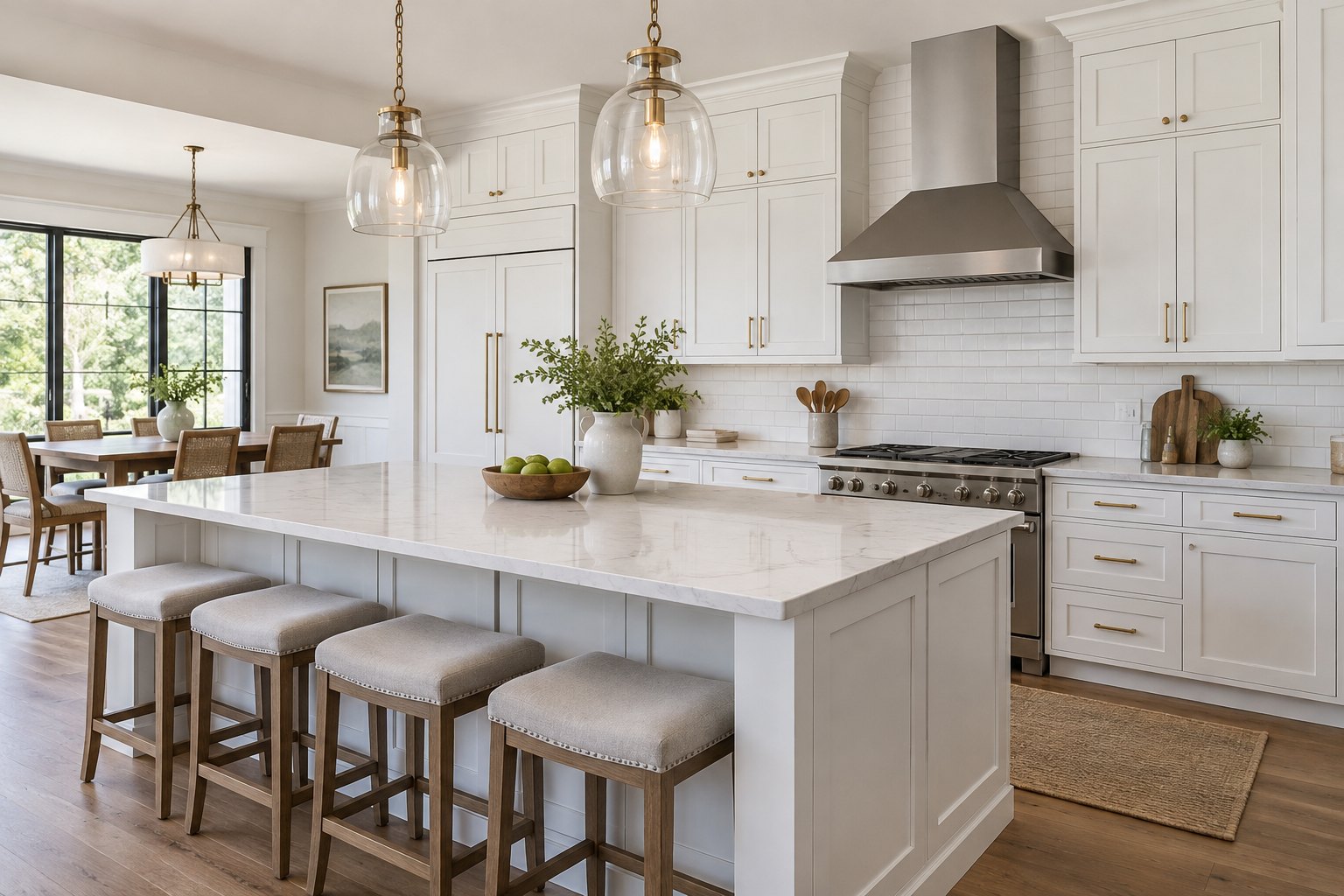 An updated kitchen in a Southern California home, illustrative